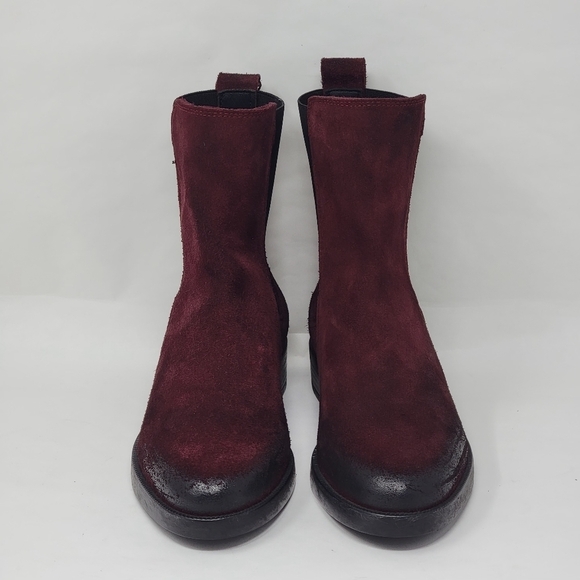 Emanuele Crasto Women's Mid Calf Burgundy Leather Boots Made In Italy Sz 37 New - Picture 6 of 12
